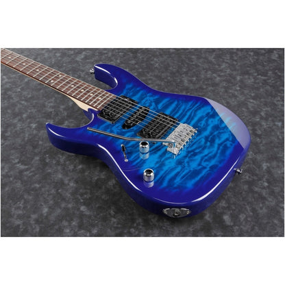Ibanez GRX70QA Quilt Top Left-Handed Electric Guitar, Transparent Blue Burst