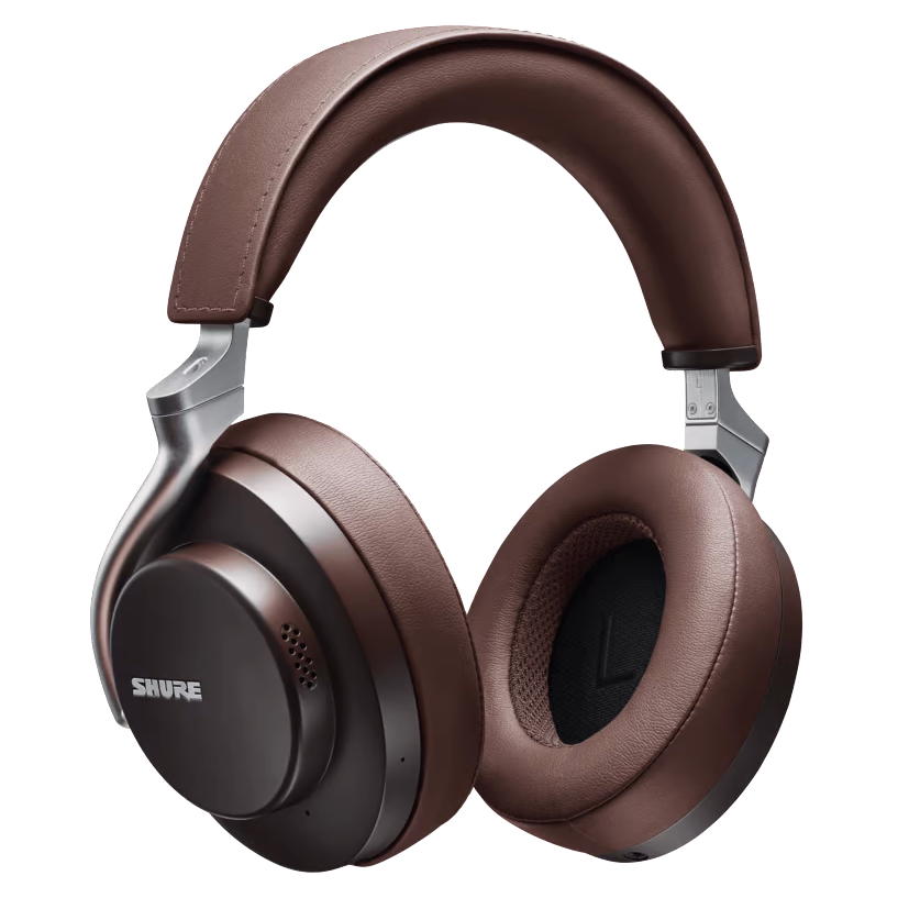 Shure AONIC 50 Wireless Noise-Cancelling Headphones, Brown, Open