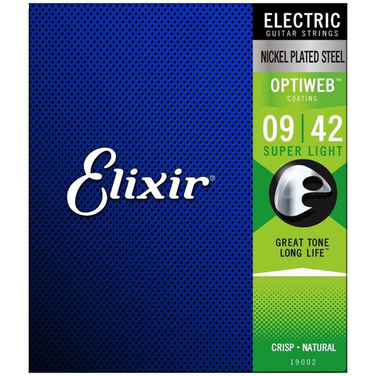 Elixir OptiWeb Electric Guitar Strings, 19002, Super Light