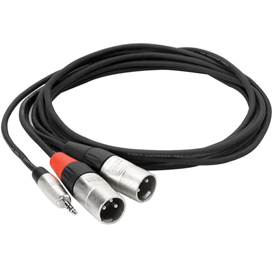 Hosa REAN Pro Stereo Breakout Mini TRS to Dual XLR Male Cable, HMX-010Y, 10 Foot