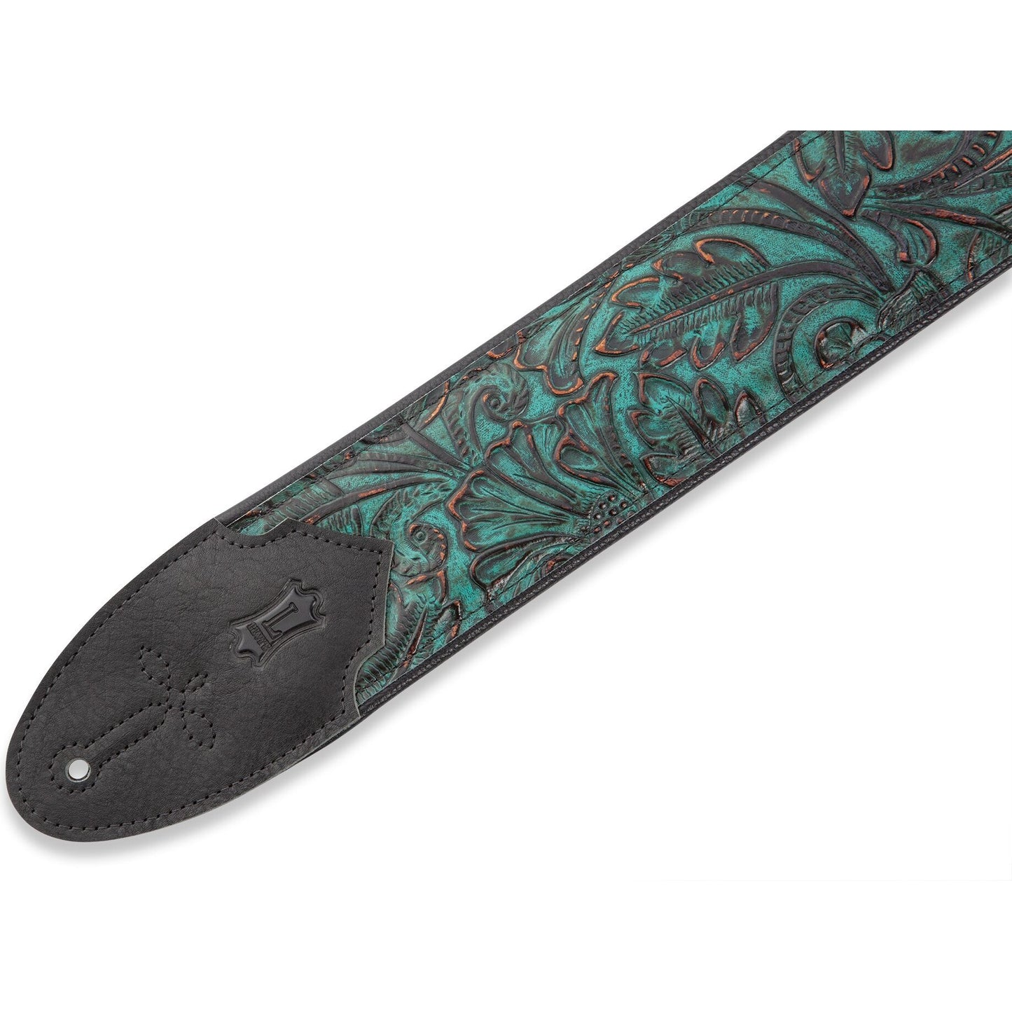 Levy's 3 Inch Wide Embossed Leather Guitar Strap, Palm Jade, M4WP-001