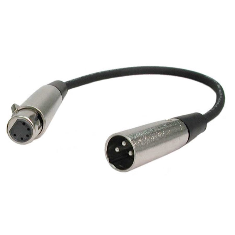 Hosa 5-Pin XLRF to 3-Pin XLRM DMX Cable, DMX306, 6 Inch