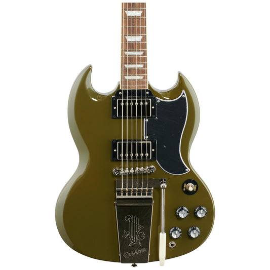 Epiphone Exclusive SG Standard Maestro Vibrola Electric Guitar, Olive Drab Green