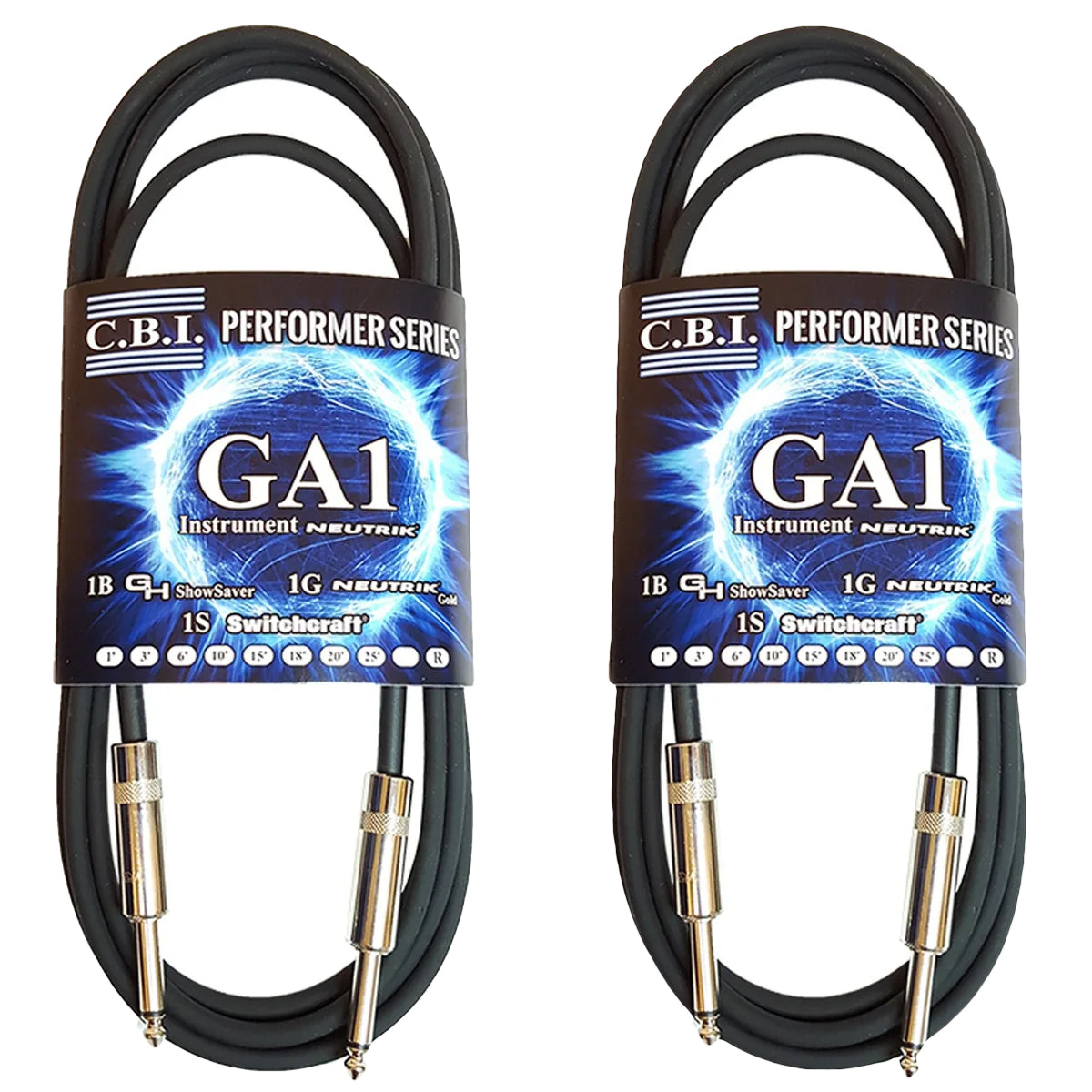 CBI GA1 Instrument Cable, Straight to Straight, 10 Foot, 2-Pack