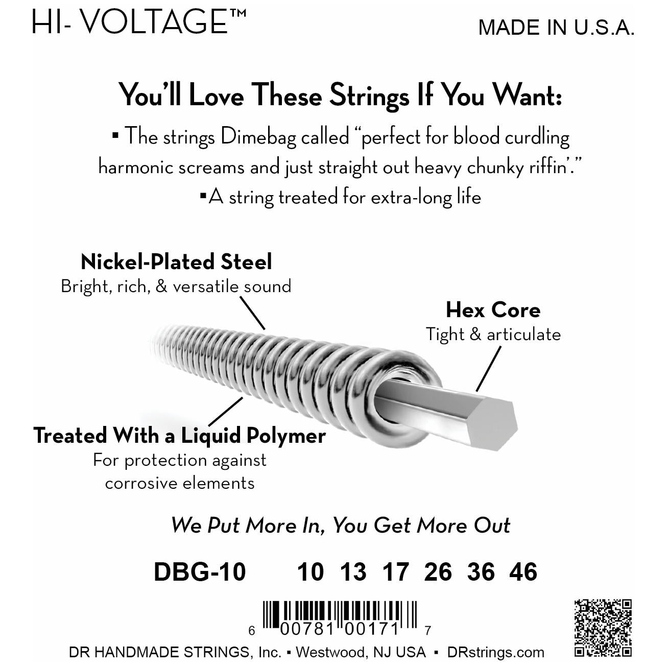 DR Strings DBG-10 Hi-Voltage Medium Electric Guitar Strings, 10-46, Image 4