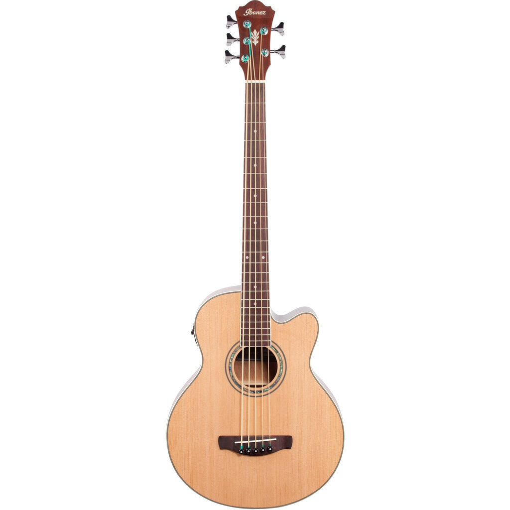 Ibanez AEB105E 5-String Acoustic-Electric Bass, Natural High-Gloss