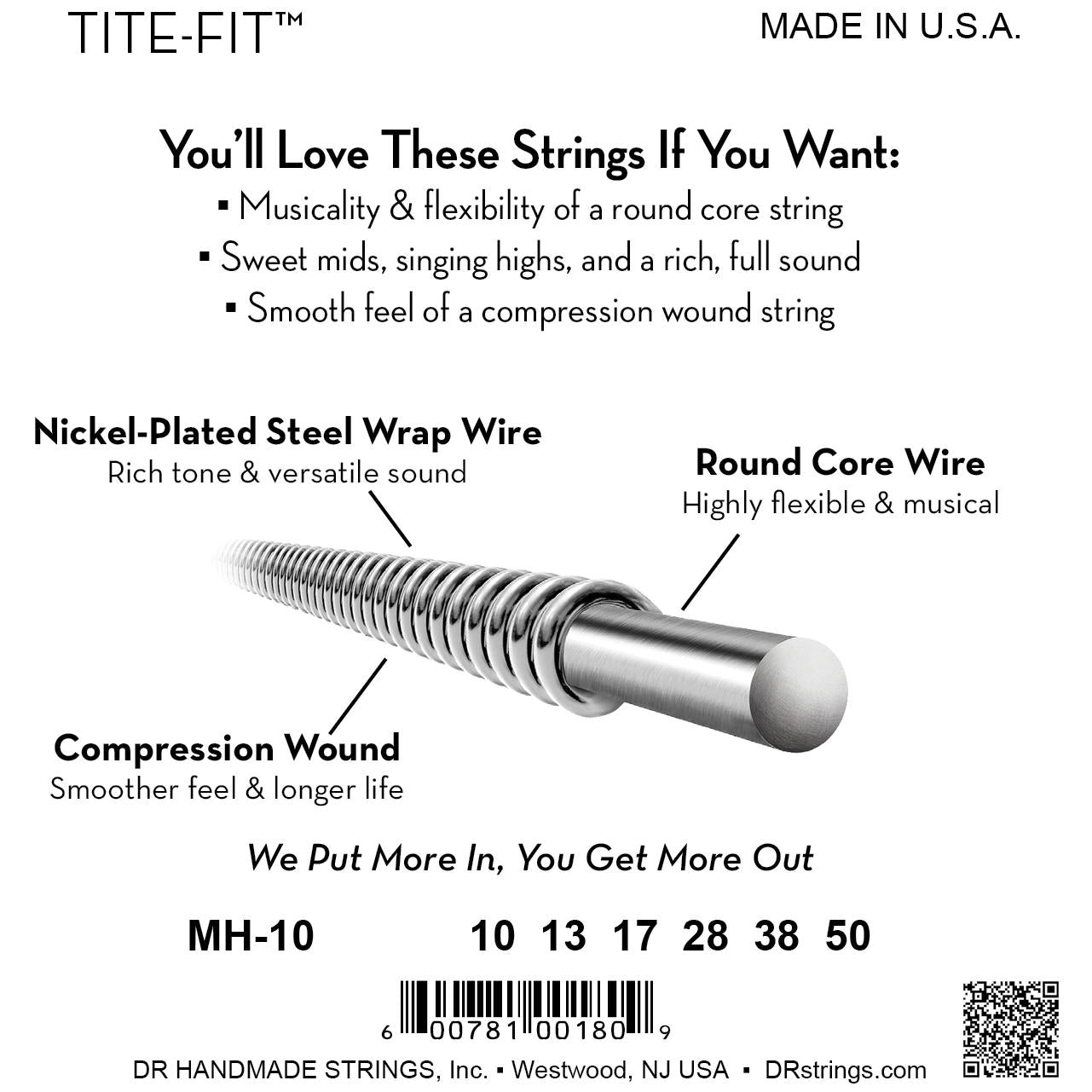 DR Strings MH-10 Tite-Fit Medium-Heavy Electric Guitar Strings, 10-50, Image 4