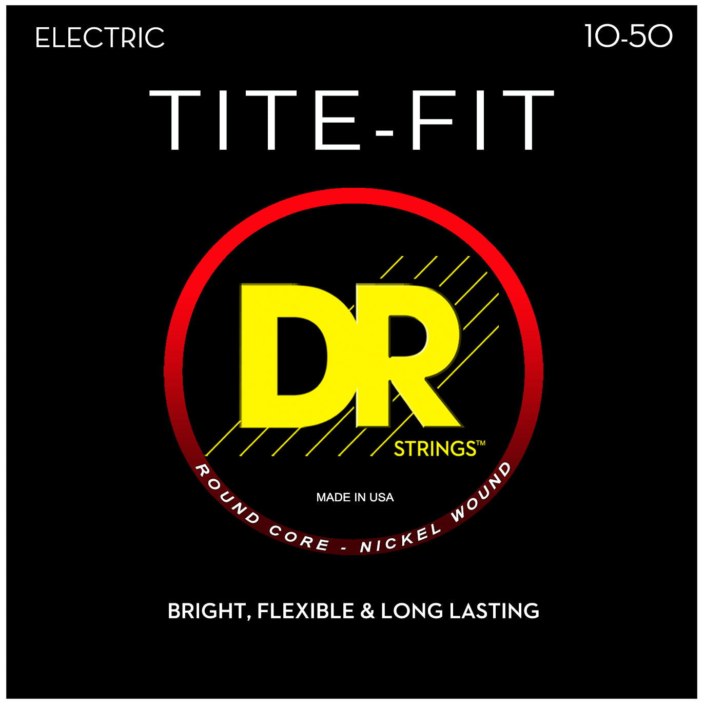 DR Strings MH-10 Tite-Fit Medium-Heavy Electric Guitar Strings, 10-50, Main
