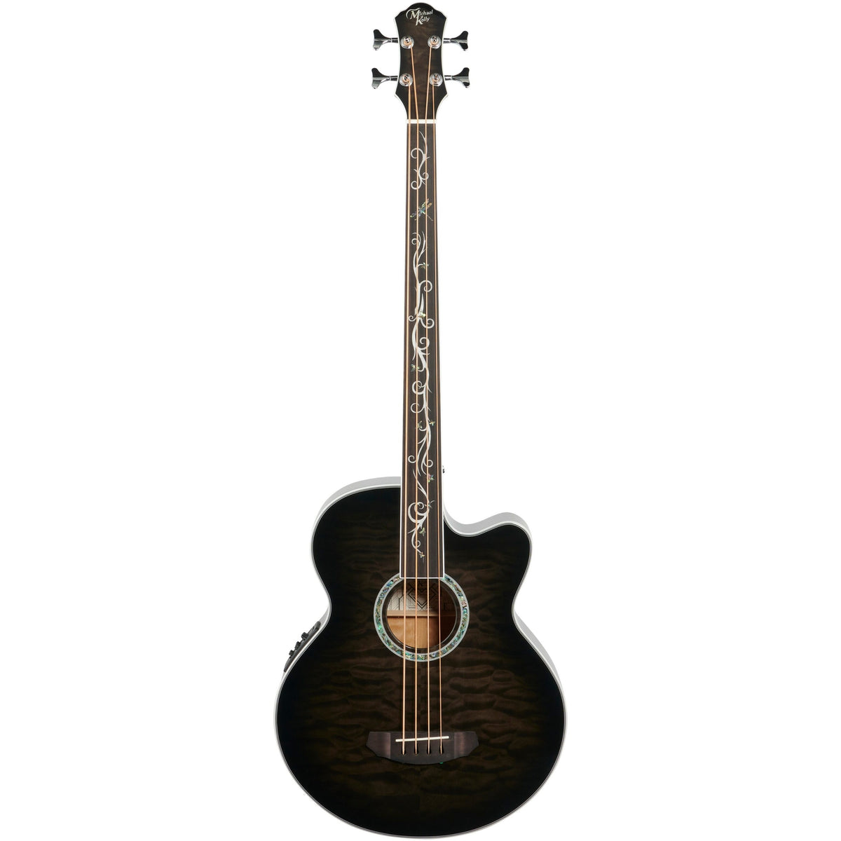 Michael Kelly Dragonfly 4 Fretless Acoustic-Electric Bass Guitar, Smoke Burst