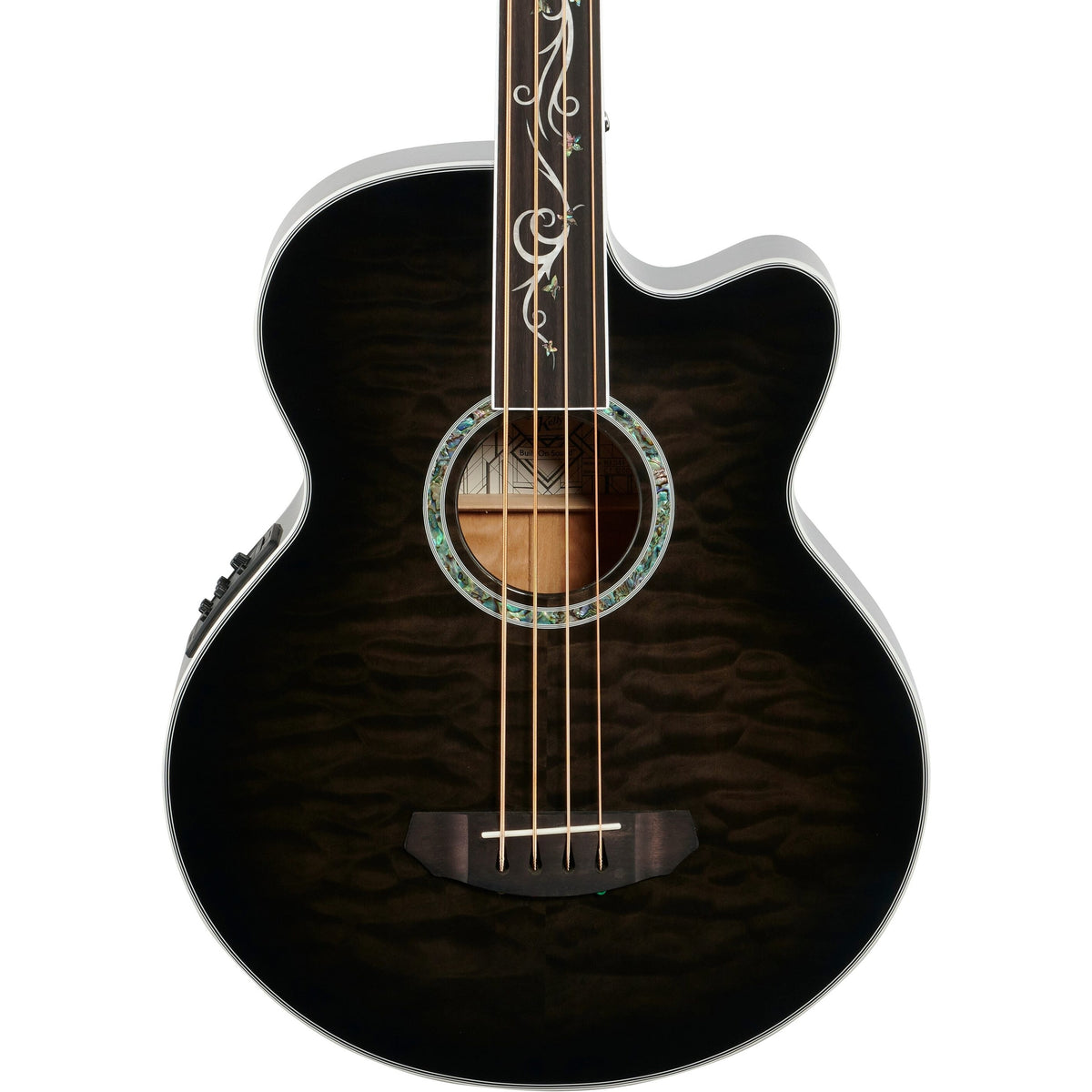 Michael Kelly Dragonfly 4 Fretless Acoustic-Electric Bass Guitar, Smoke Burst
