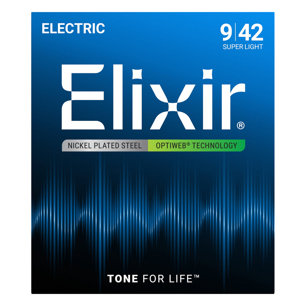 Elixir OptiWeb Nickel-Plated Steel Super Light Electric Guitar Strings, 09-42