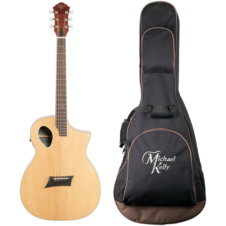 Michael Kelly Triad Port Acoustic-Electric Guitar, Natural, with Gig Bag
