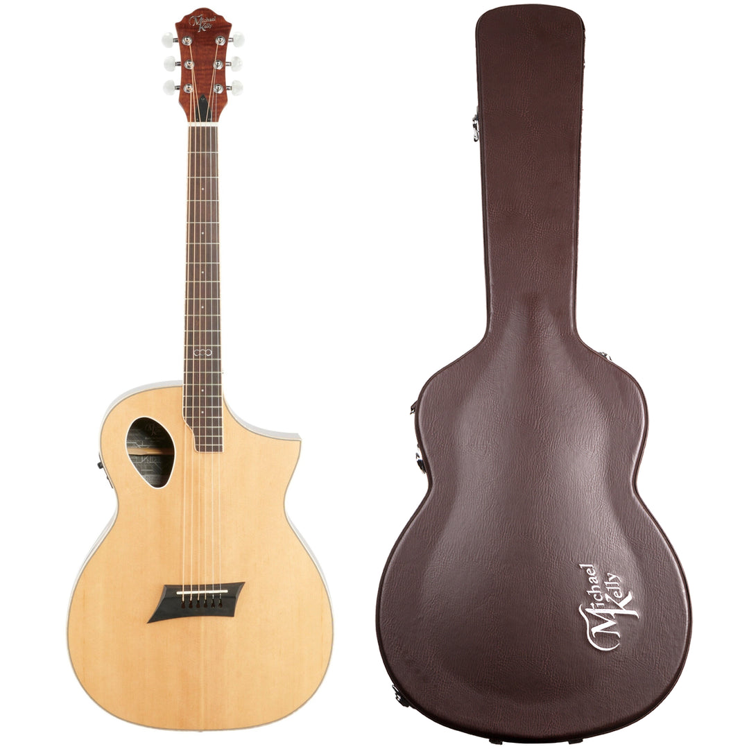 Michael Kelly Triad Port Acoustic-Electric Guitar, Natural, with Hard Case