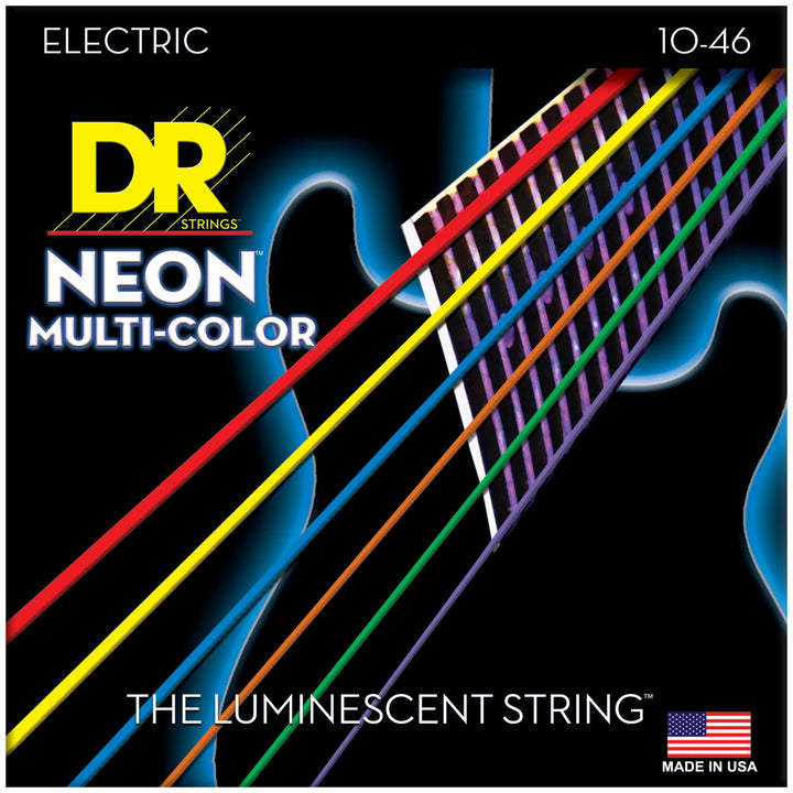 DR Strings NMCE-10 NEON Multi-Color Electric Guitar Strings, 10-46, Main