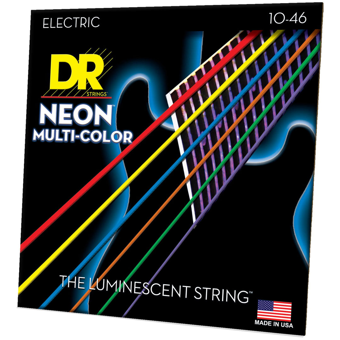 DR Strings NMCE-10 NEON Multi-Color Electric Guitar Strings, 10-46, Image 2
