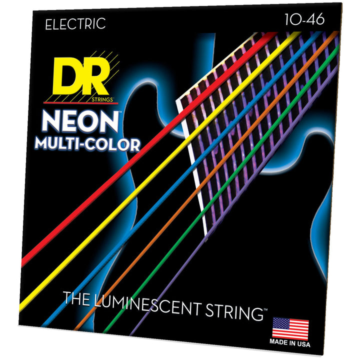 DR Strings NMCE-10 NEON Multi-Color Electric Guitar Strings, 10-46, Image 2
