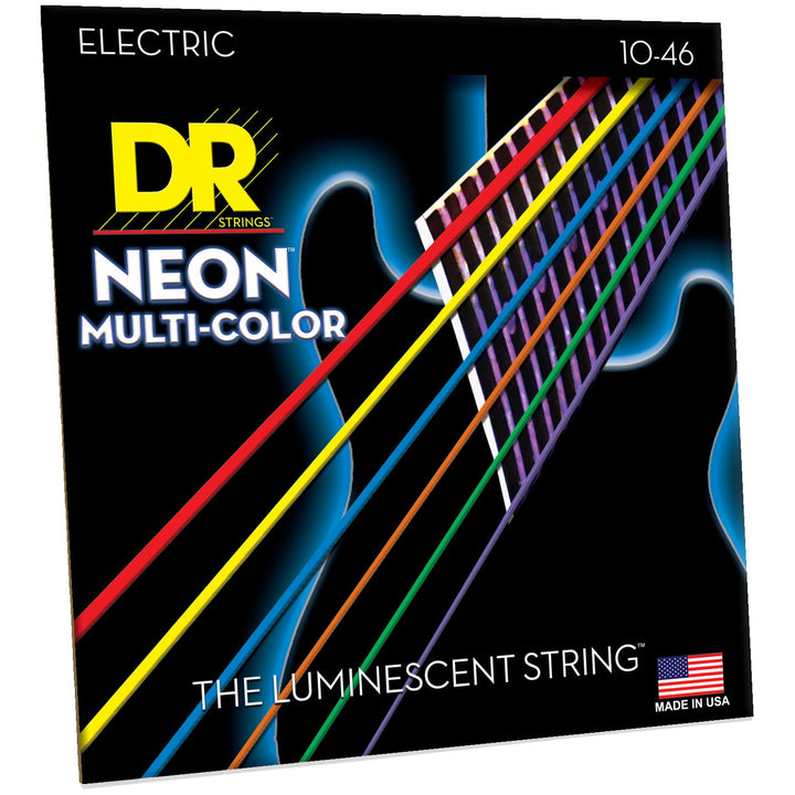 DR Strings NMCE-10 NEON Multi-Color Electric Guitar Strings, 10-46, Image 3