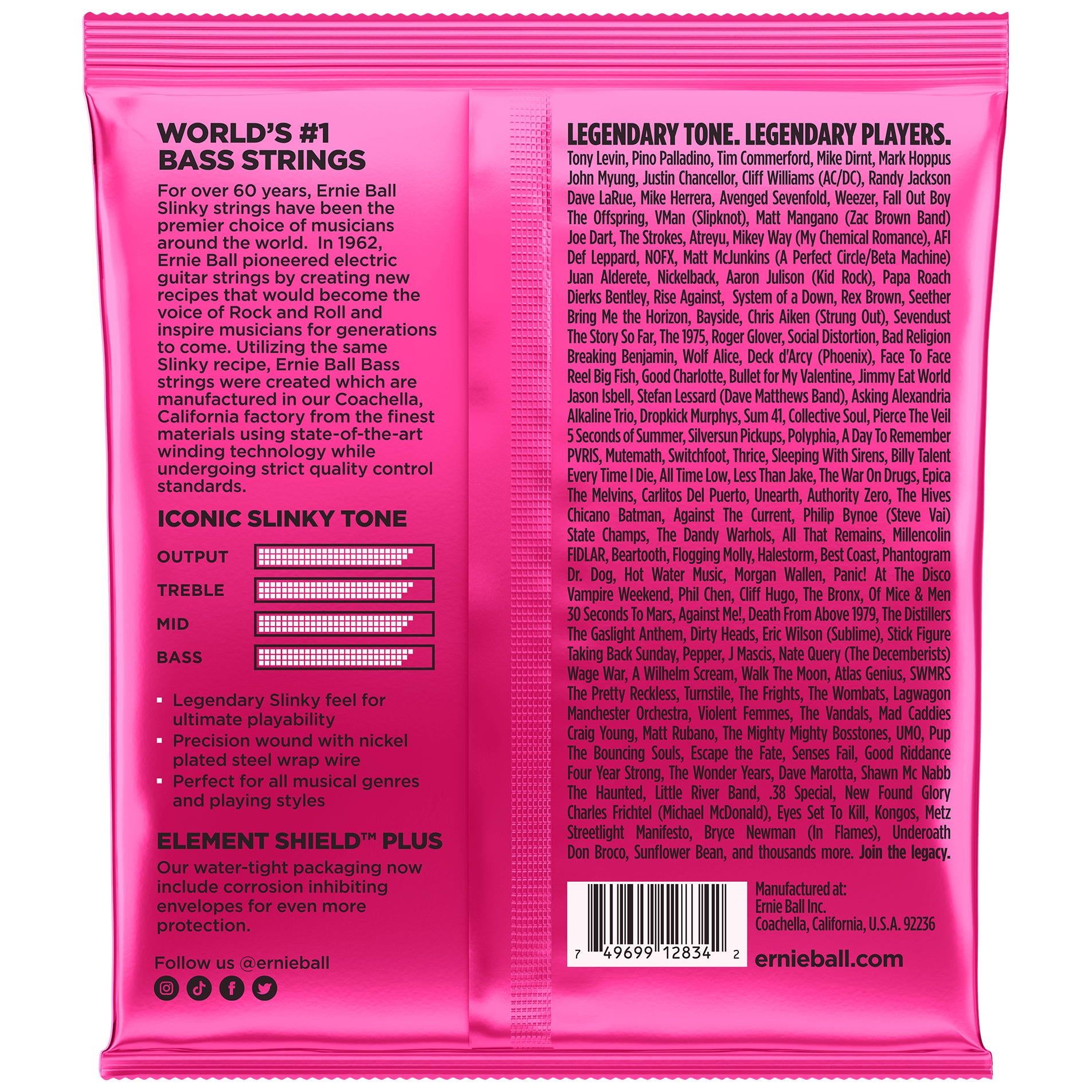 Ernie Ball Super Slinky Nickel Wound Electric Bass Strings 45-100 Gauge