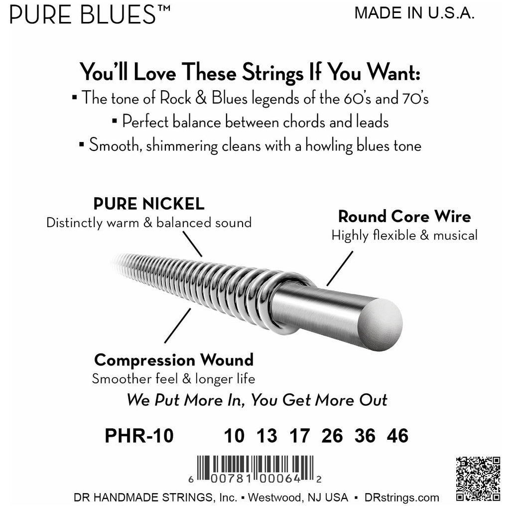DR Strings PHR-10 Pure Blues Nickel Medium Electric Guitar Strings, 10-46, Image 4