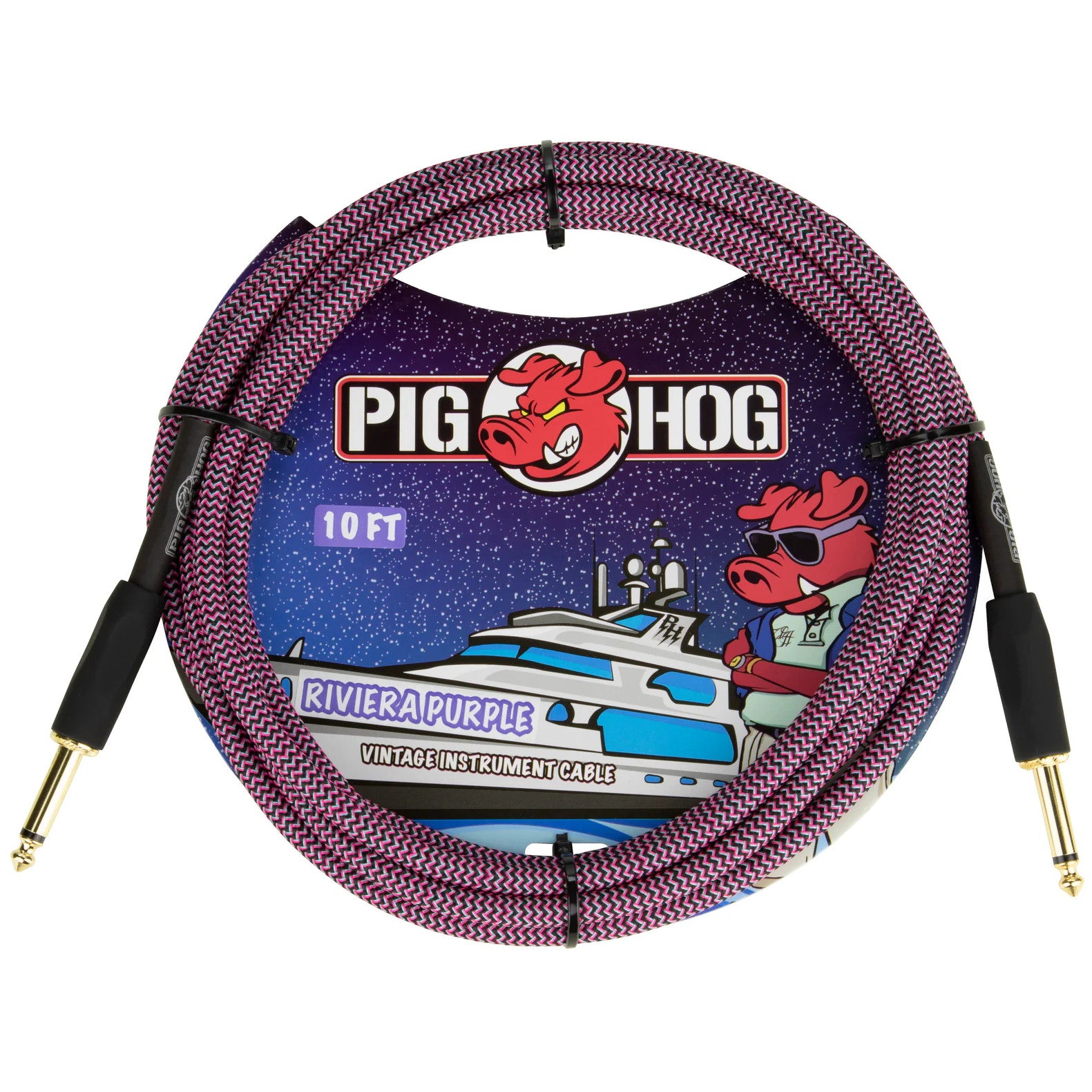 Pig Hog Instrument Cable, Straight-to-Straight, 10 Foot, Riviera Purple
