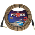 Pig Hog Instrument Cable, Straight-to-Right Angle, 20 Foot, Tuscan Brown