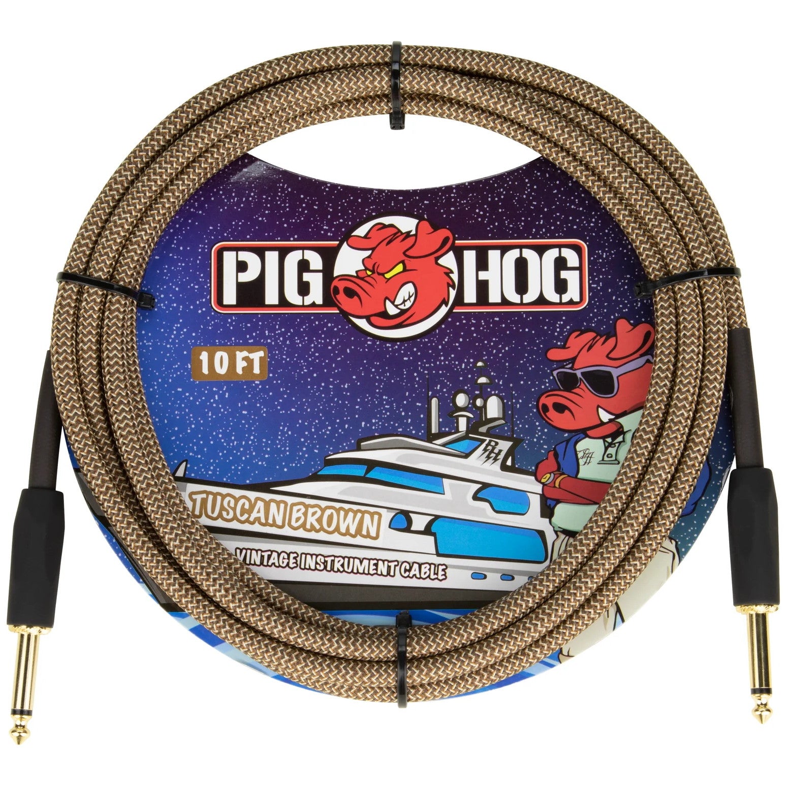 Pig Hog Instrument Cable, Straight-to-Straight, 10 Foot, Tuscan Brown