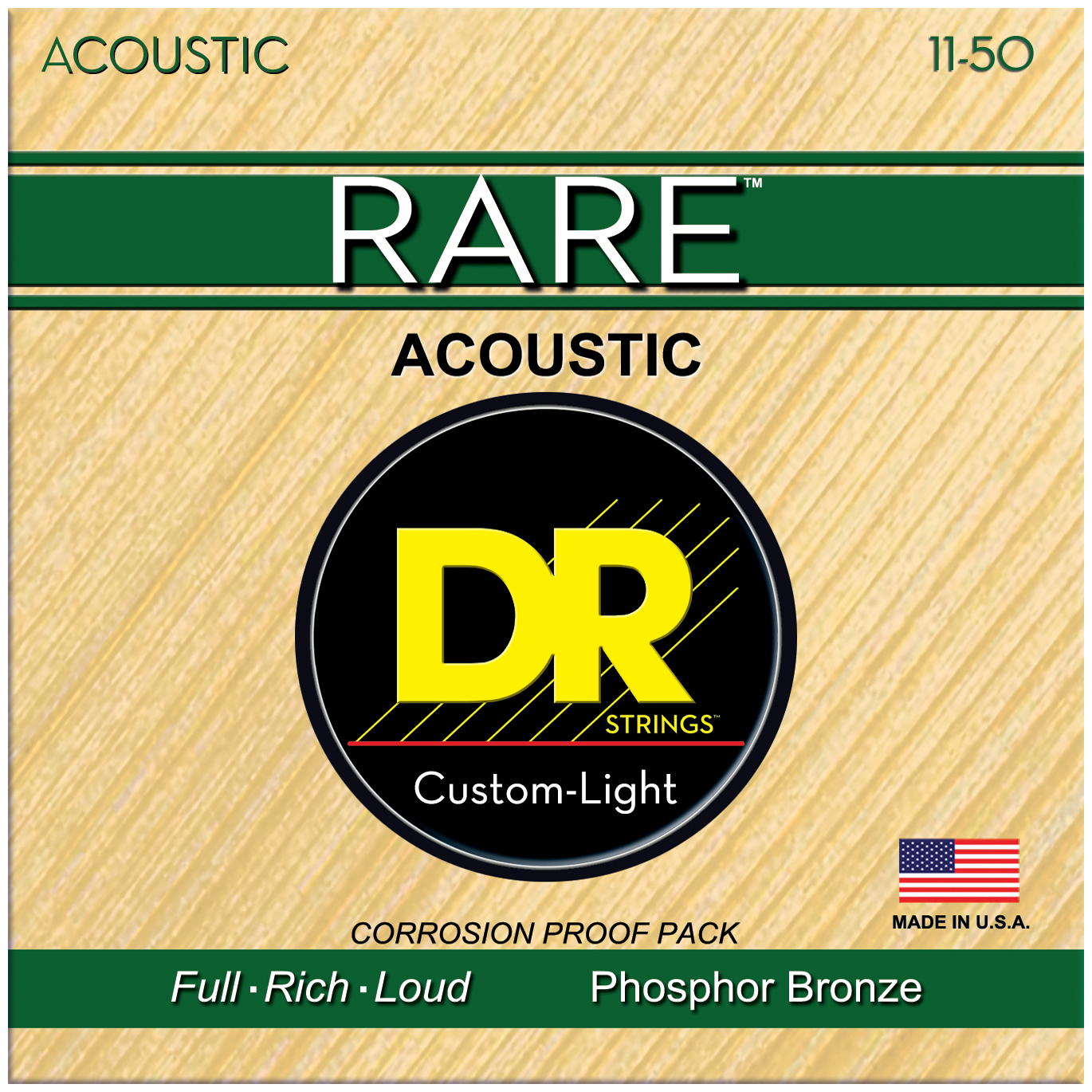 DR Strings RPML-11 Rare Medium Lite Acoustic Guitar Strings, 11-50, Main