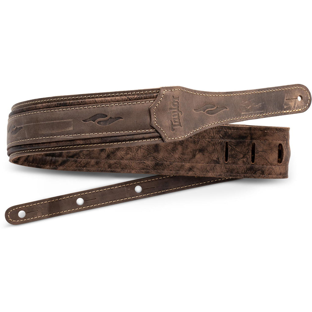 Taylor Element Distressed Leather 2.5" Dark Brown Guitar Strap