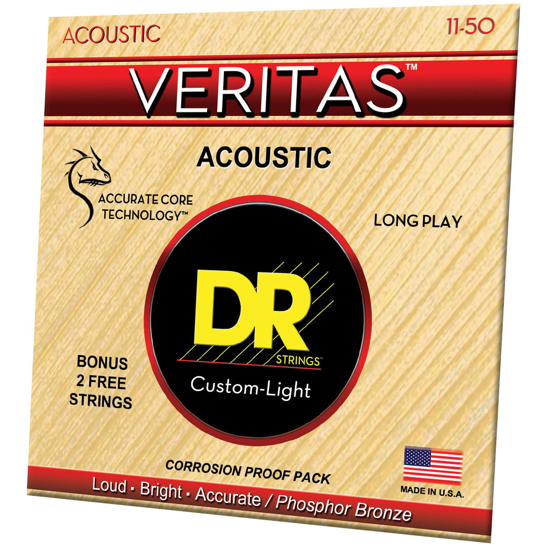 DR Strings VTA-11 Veritas Medium Light Acoustic Guitar Strings, 11-50, Image 2