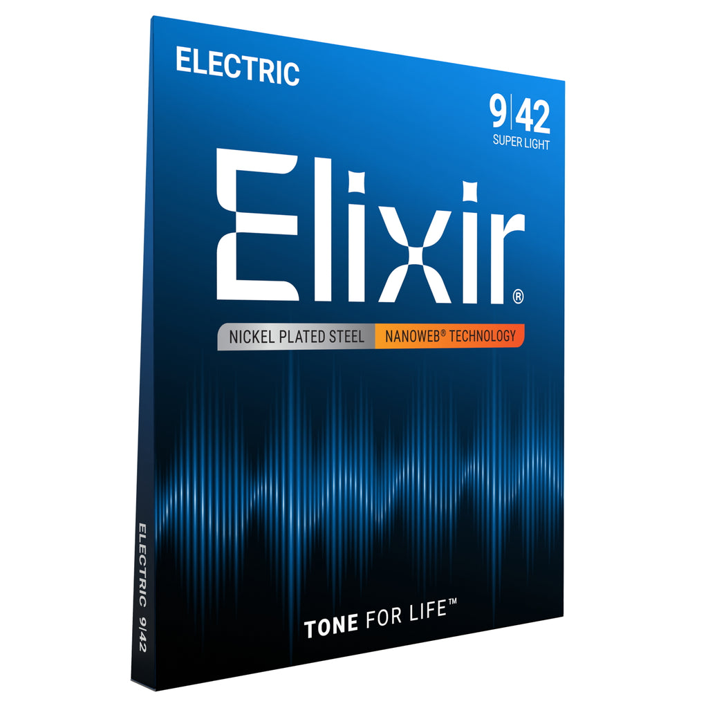 Elixir Nanoweb Nickel-Plated Steel Super Light Electric Guitar Strings, 09-42