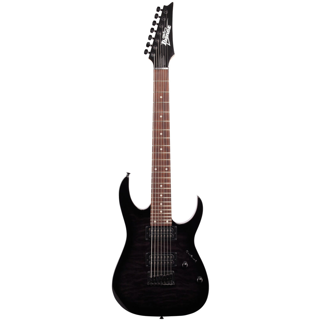 Ibanez GRG7221QA Gio 7-String Electric Guitar, Transparent Black Sunburst