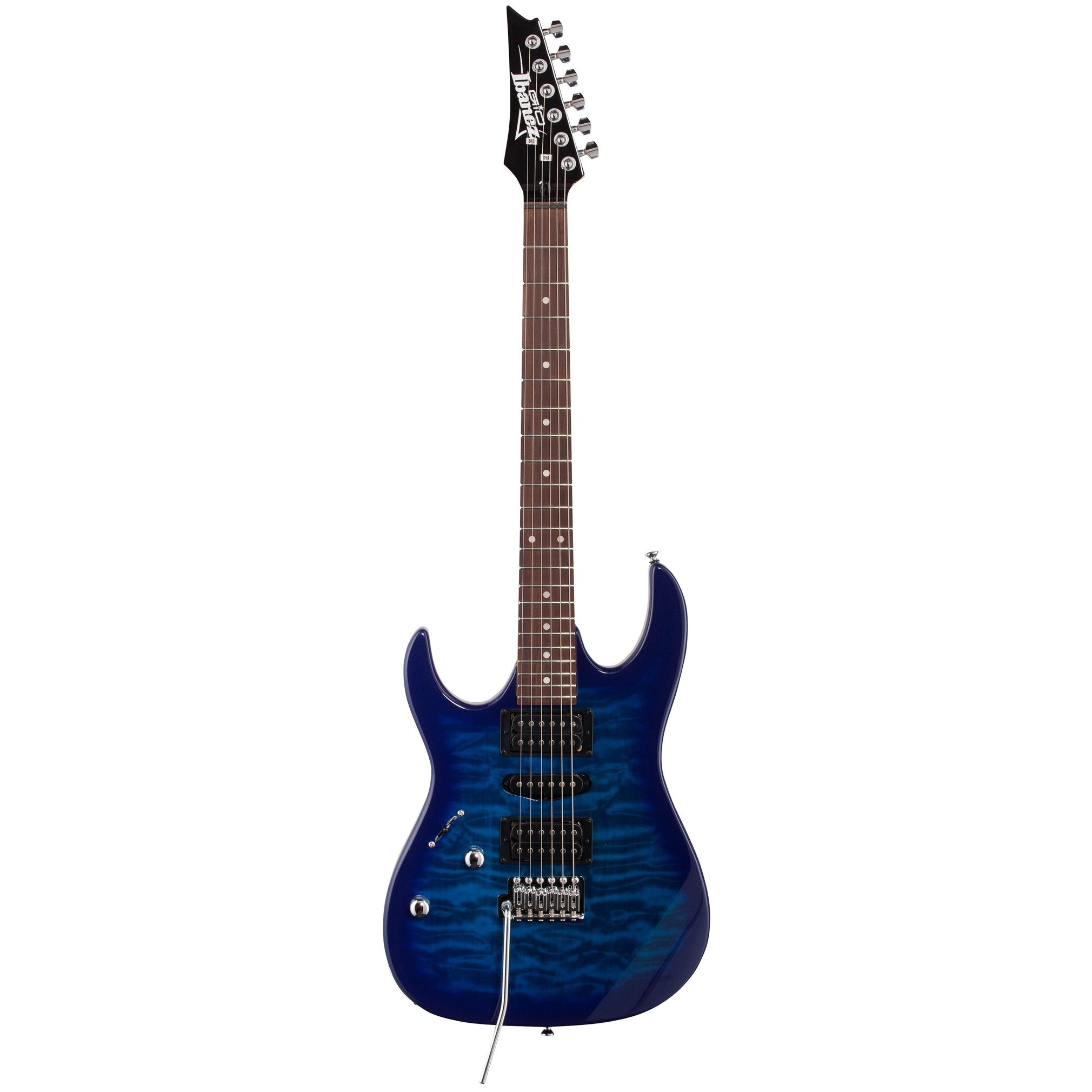 Ibanez GRX70QA Quilt Top Left-Handed Electric Guitar, Transparent Blue Burst