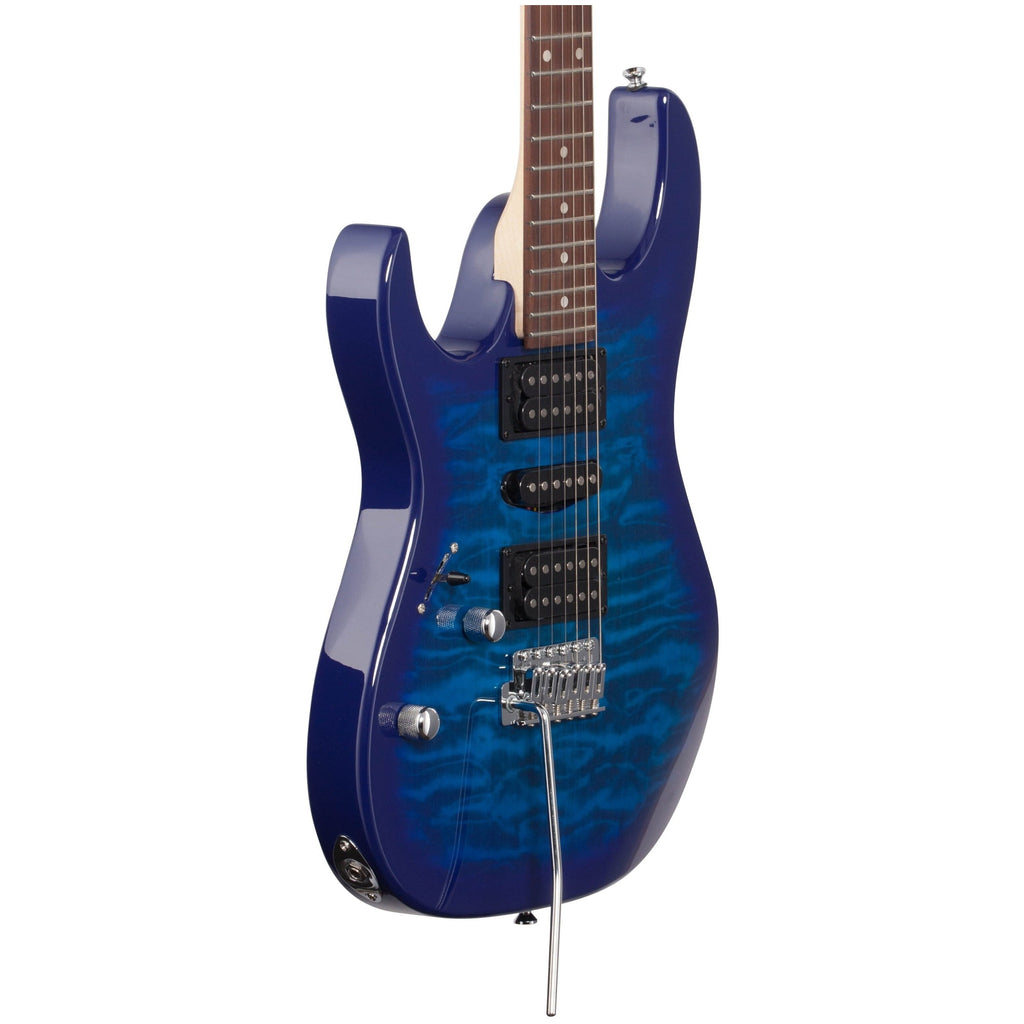 Ibanez GRX70QA Quilt Top Left-Handed Electric Guitar, Transparent Blue Burst