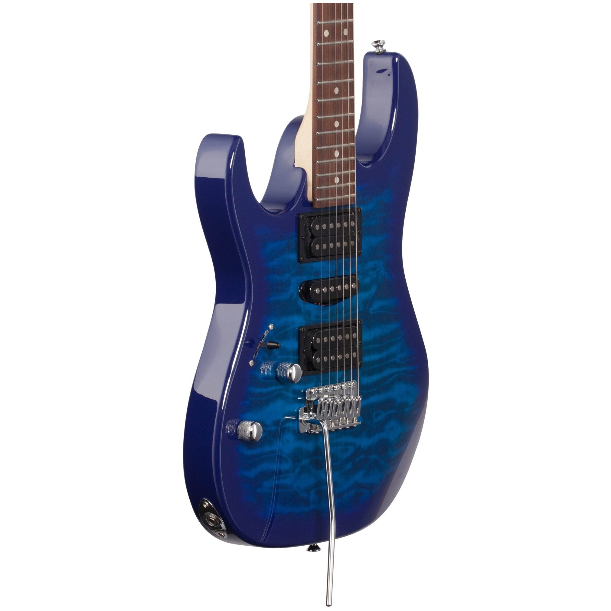 Ibanez GRX70QA Quilt Top Left-Handed Electric Guitar, Transparent Blue Burst