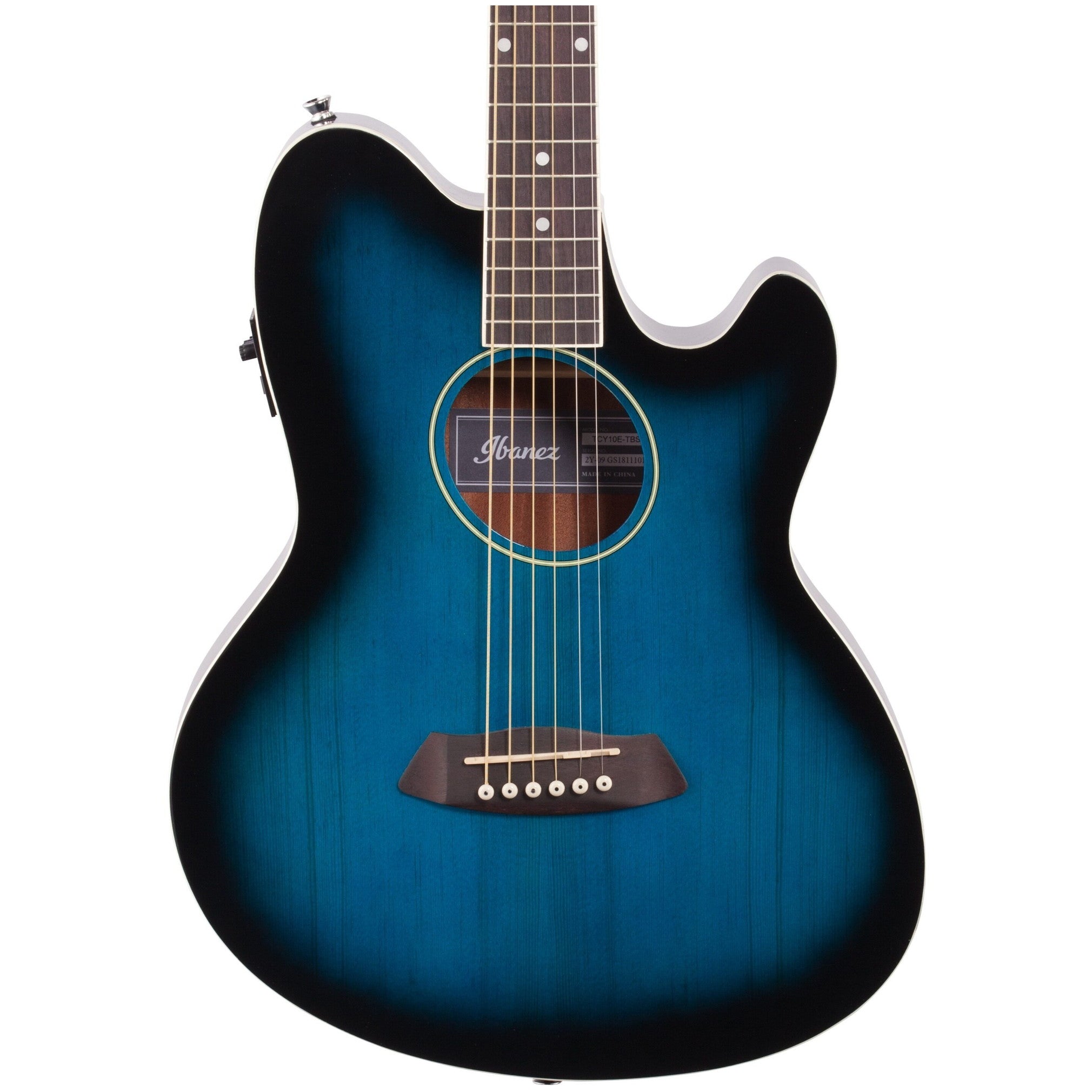 Ibanez TCY10E Talman Cutaway Acoustic-Electric Guitar, Transparent Blue Sunburst