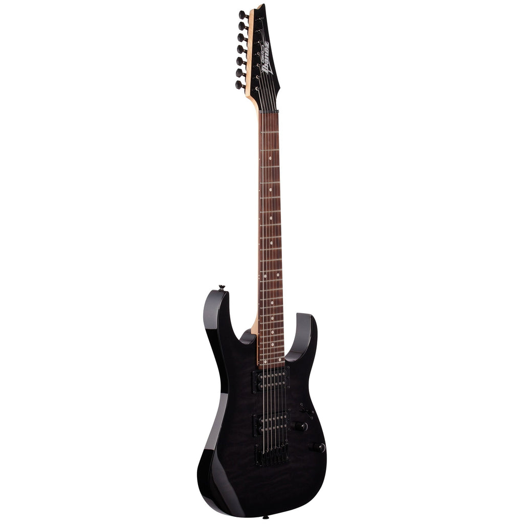 Ibanez GRG7221QA Gio 7-String Electric Guitar, Transparent Black Sunburst