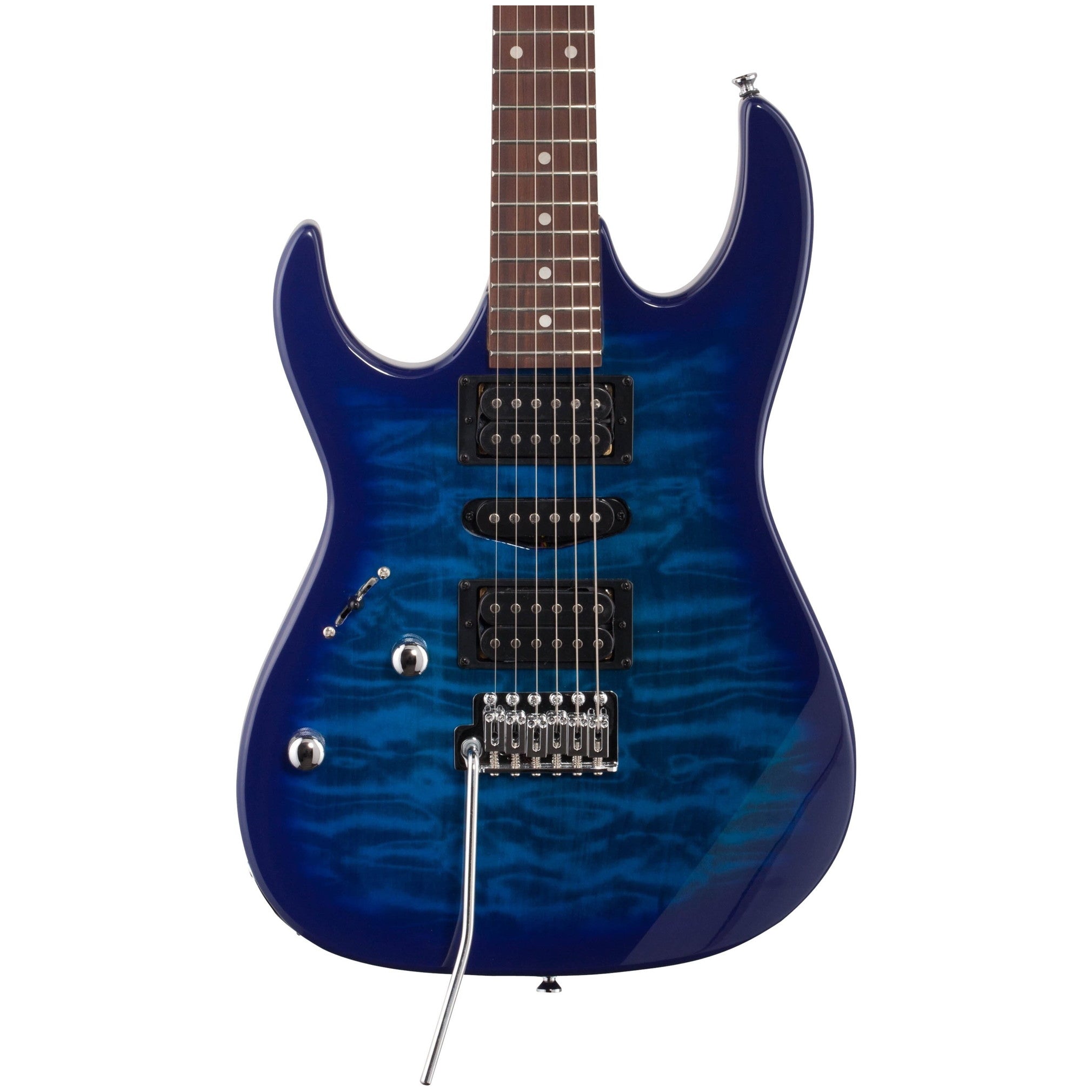 Ibanez GRX70QA Quilt Top Left-Handed Electric Guitar, Transparent Blue Burst