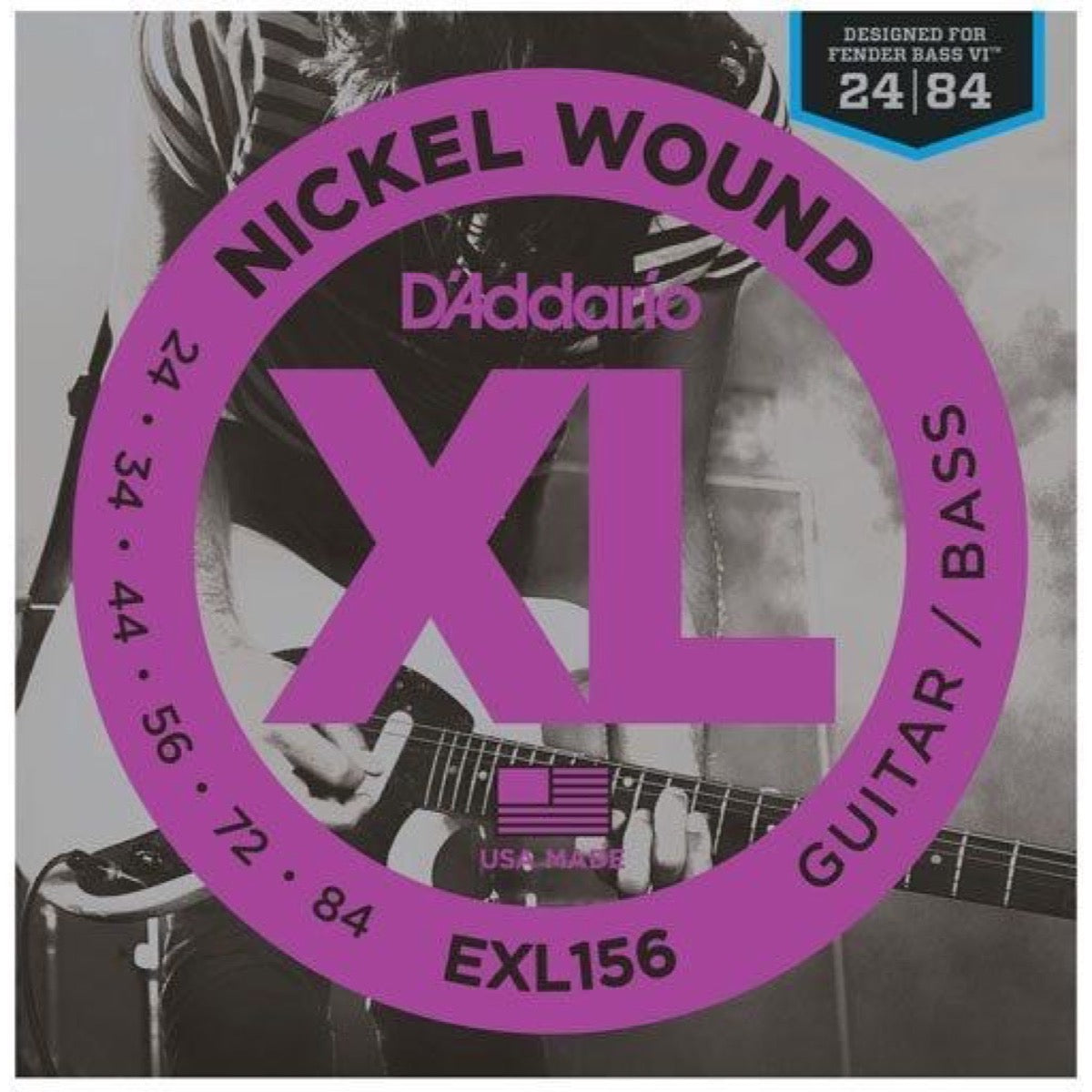 D'Addario EXL156 Nickel Wound Fender Bass VI Strings, EXL156, 24-84