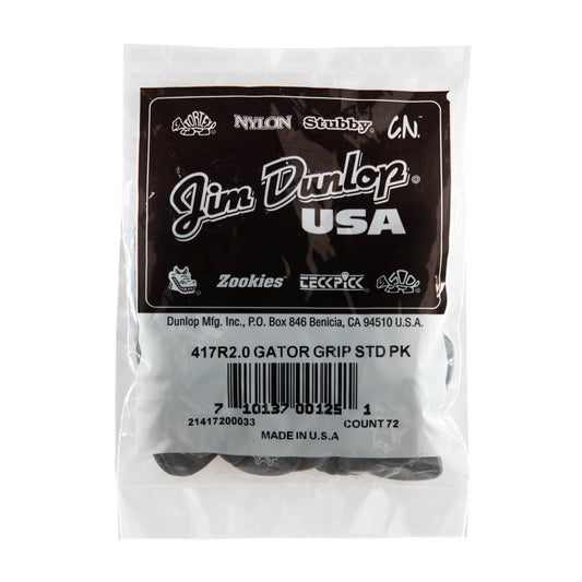 Dunlop Gator Grip Standard Picks (72-Pack), Black, 2.0mm
