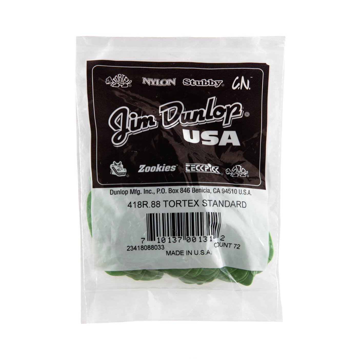 Dunlop Tortex Standard Picks (72-Pack), Green, .88mm