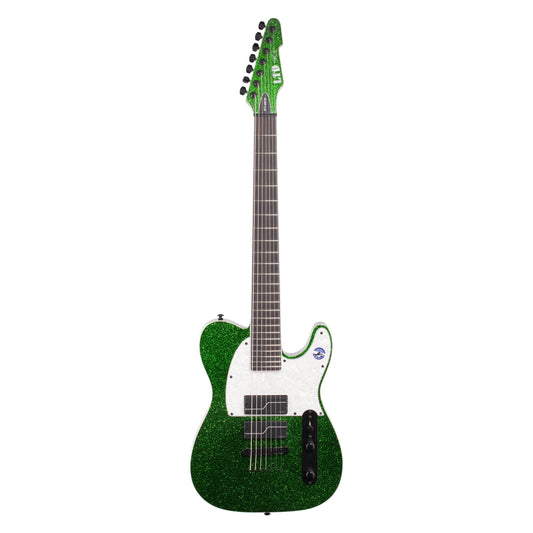 ESP LTD SCT-607B Stephen Carpenter Baritone Electric Guitar, 7-String (with Case), Green Sparkle