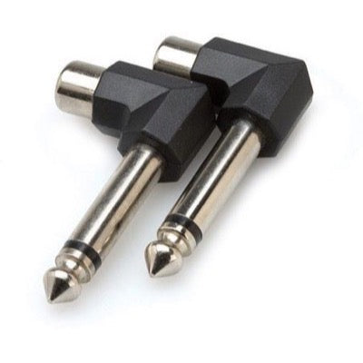 Hosa GPR-123 Right Angle RCA to Male TS 1/4 Inch Adapters, 2-Pack