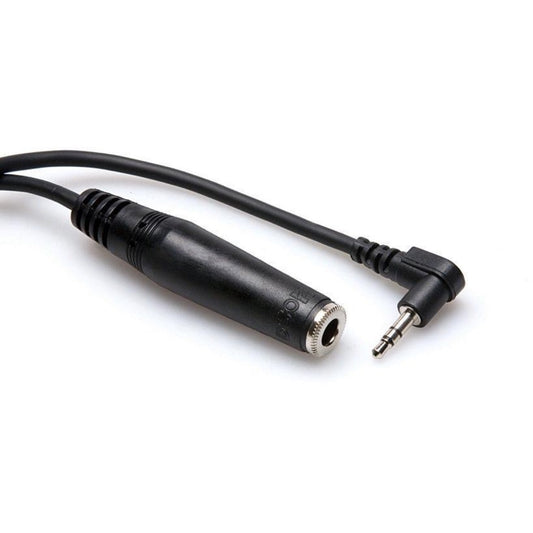 Hosa MHE-100.5 Female TRS 1/4 Inch to Right-Angle TRS 1/8 Inch Headphone Adapter Cable, 6 Inch