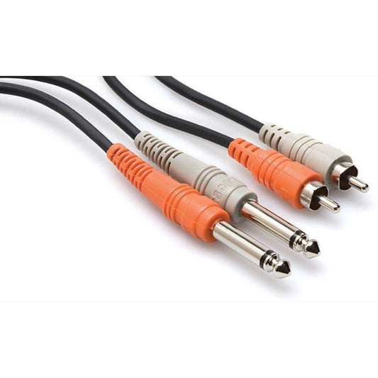 Hosa Stereo Interconnect Cable, Dual 1/4 Inch TS to Dual RCA, CPR-206, 6m