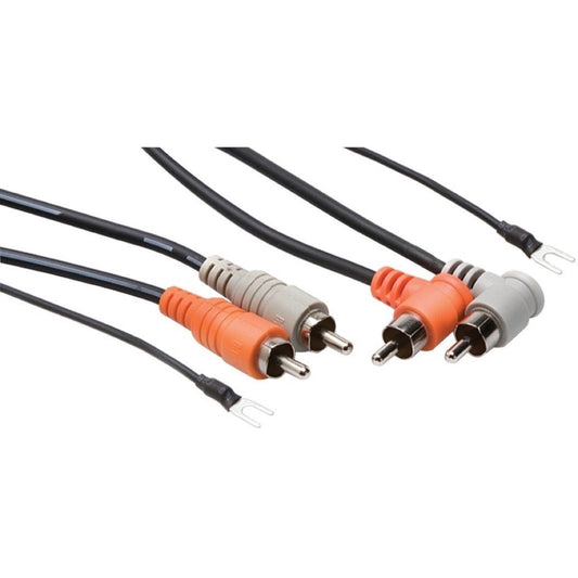 Hosa Stereo Interconnect Cable (Dual RCA to Dual Right-Angle RCA with Ground Wire), CRA-202DJ, 2 Meters