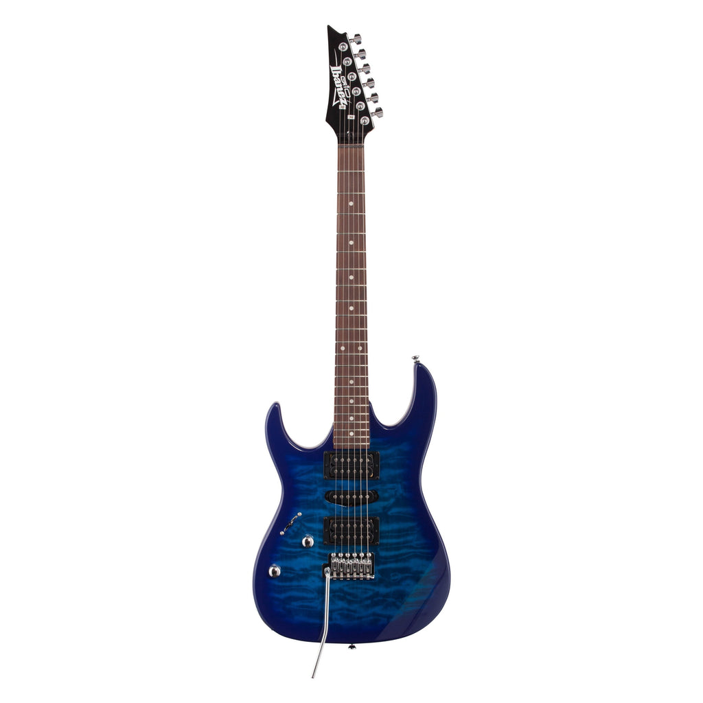 Ibanez GRX70QA Quilt Top Left-Handed Electric Guitar, Transparent Blue Burst