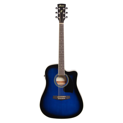 Ibanez PF15ECE Dreadnought Acoustic-Electric Guitar, Transparent Blue Sunburst
