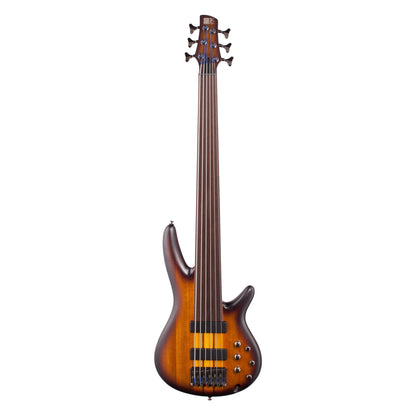 Ibanez SRF706 Portamento Fretless Electric Bass, 6-String, Brown Burst Flat