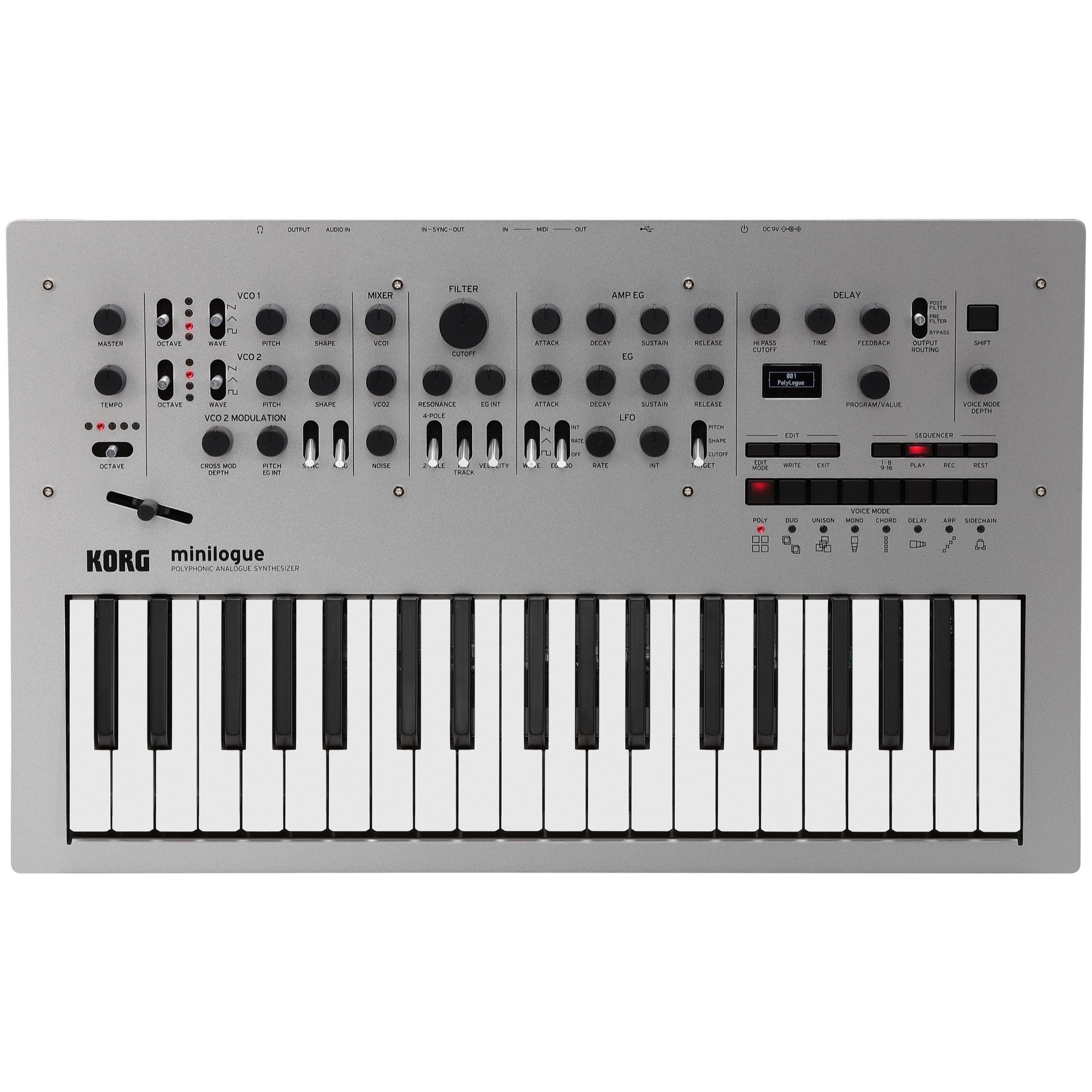 Korg Minilogue Analog Polyphonic Synthesizer, 37-Key, Silver