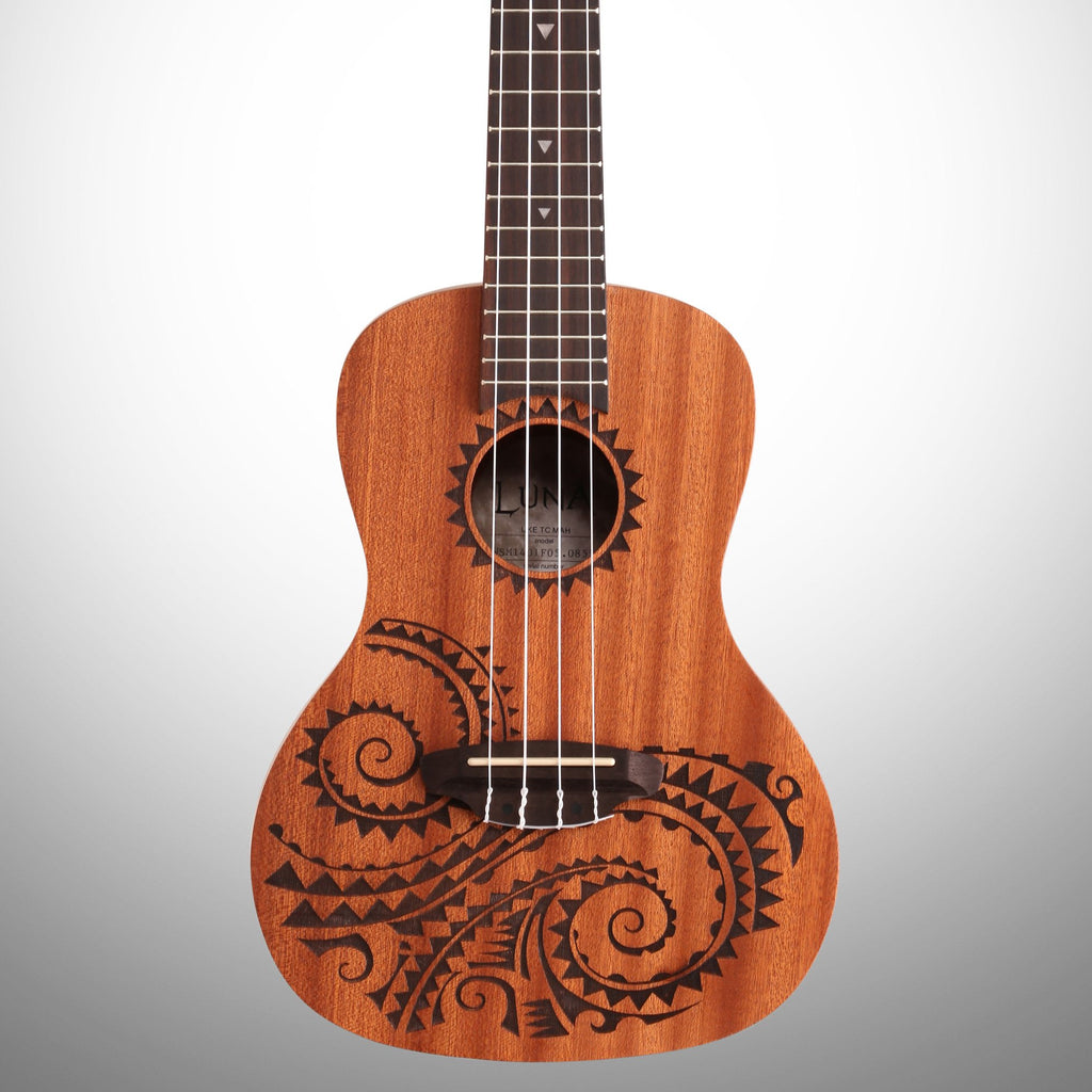 Luna Concert Tattoo Mahogany Ukulele with Gig Bag